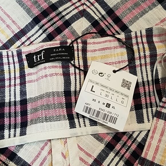 Zara Plaid Check Tweed Bow Sleeveless Crop Top LG - Picture 4 of 5